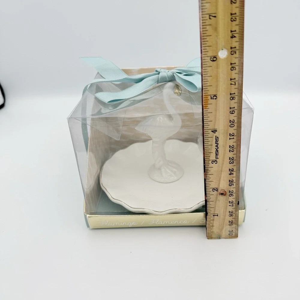 Tri-Coastal Design‎ Flamingo White with Gold Trim Ring Jewelry Holder Dish NIB